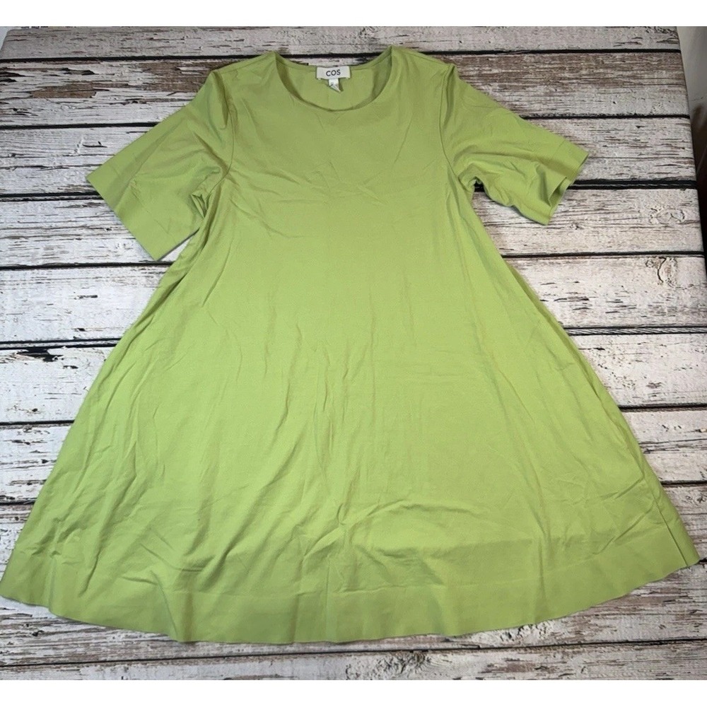 Cos XS Womens Green Mini Flare Short Sleeve Dress Pockets